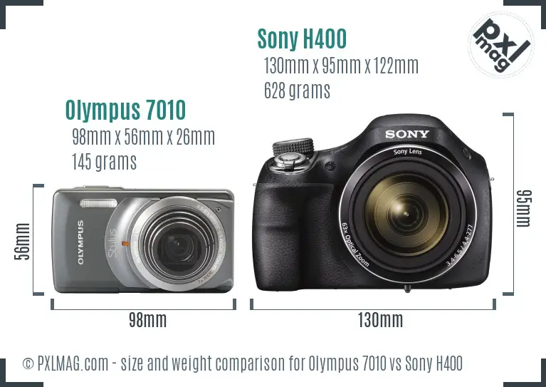 Olympus 7010 vs Sony H400 size comparison