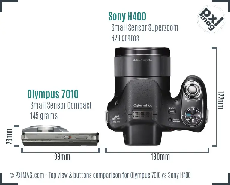 Olympus 7010 vs Sony H400 top view buttons comparison