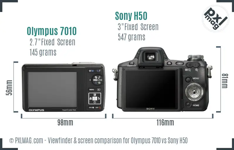 Olympus 7010 vs Sony H50 Screen and Viewfinder comparison