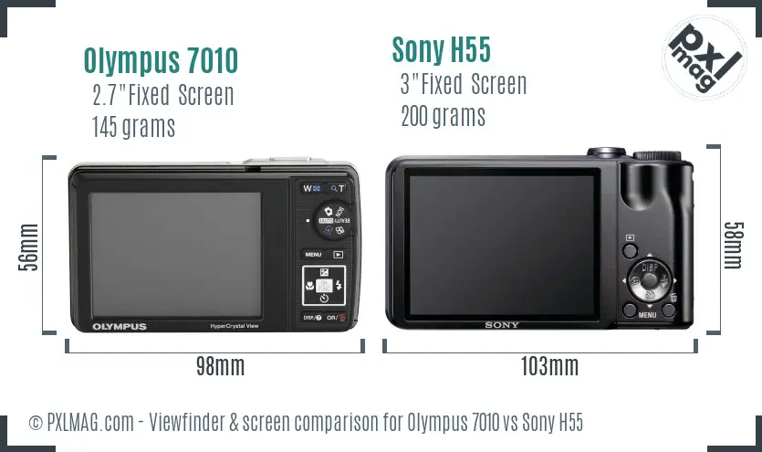 Olympus 7010 vs Sony H55 Screen and Viewfinder comparison