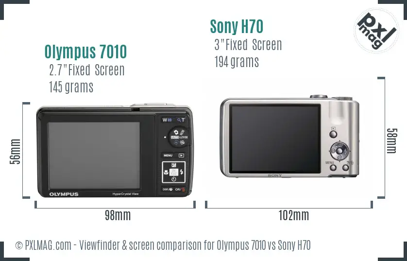 Olympus 7010 vs Sony H70 Screen and Viewfinder comparison