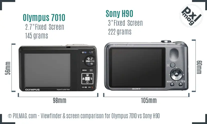 Olympus 7010 vs Sony H90 Screen and Viewfinder comparison