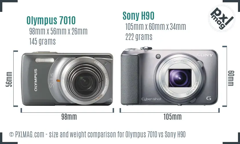 Olympus 7010 vs Sony H90 size comparison