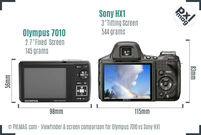 Olympus 7010 vs Sony HX1 Screen and Viewfinder comparison