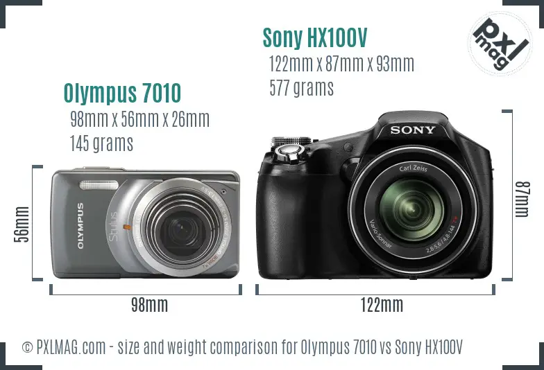 Olympus 7010 vs Sony HX100V size comparison