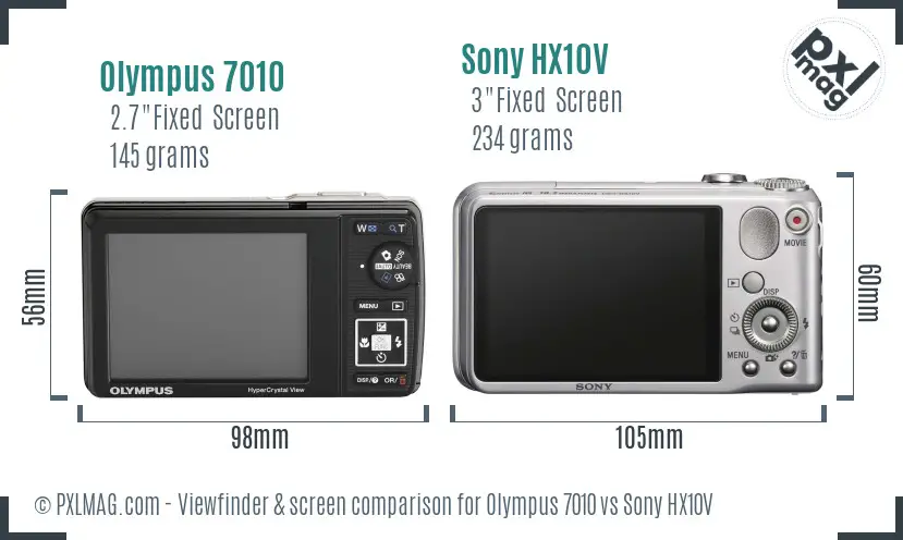 Olympus 7010 vs Sony HX10V Screen and Viewfinder comparison