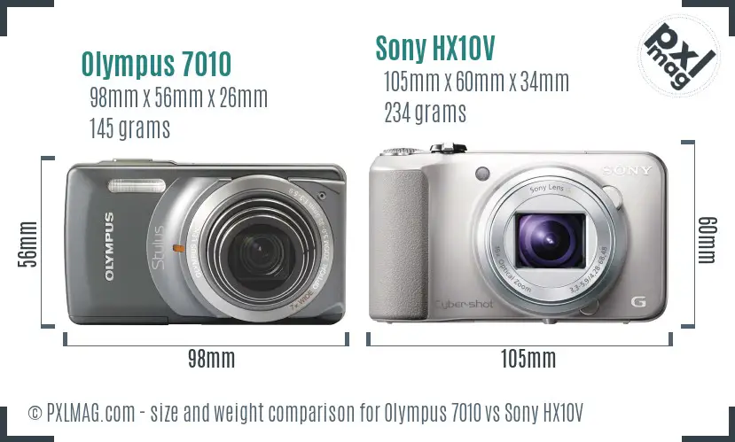 Olympus 7010 vs Sony HX10V size comparison
