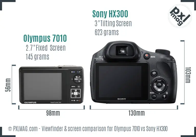 Olympus 7010 vs Sony HX300 Screen and Viewfinder comparison
