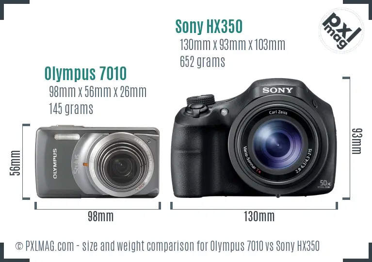 Olympus 7010 vs Sony HX350 size comparison