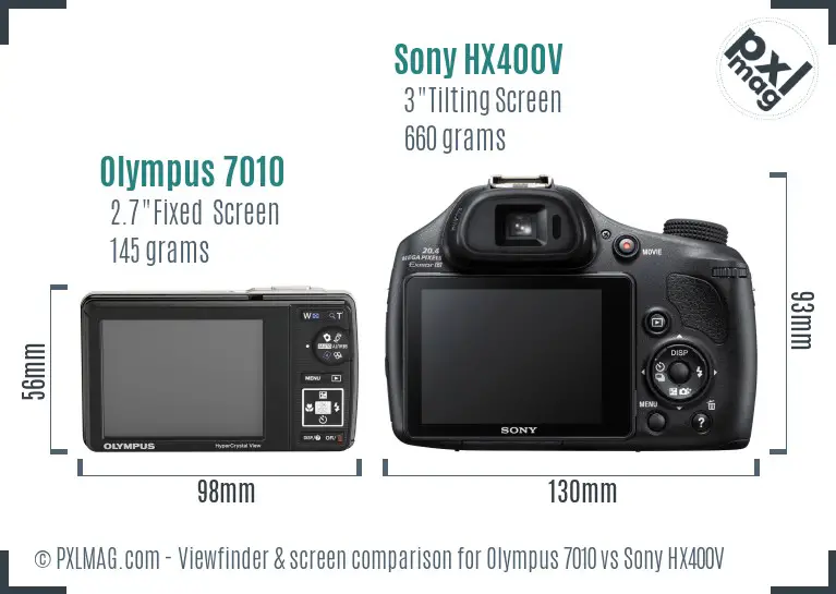 Olympus 7010 vs Sony HX400V Screen and Viewfinder comparison