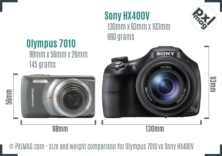 Olympus 7010 vs Sony HX400V size comparison