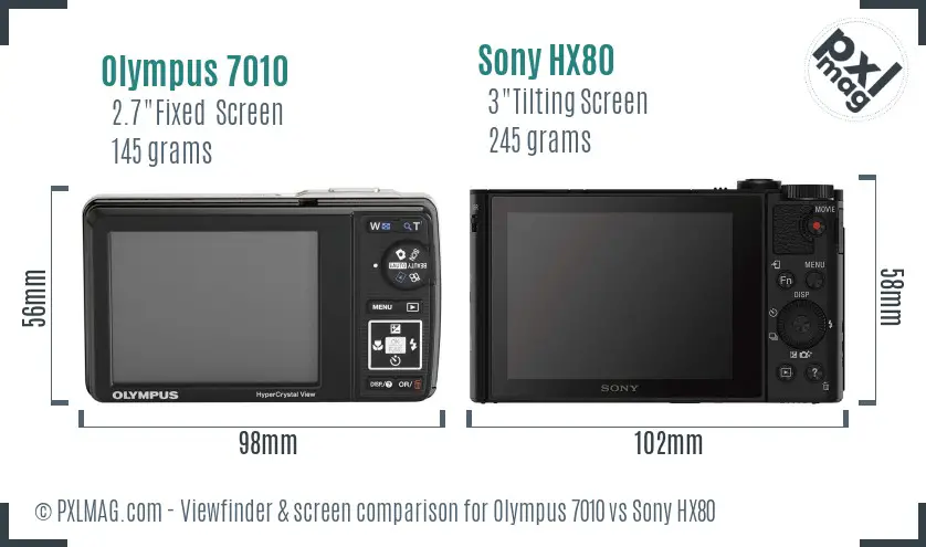 Olympus 7010 vs Sony HX80 Screen and Viewfinder comparison