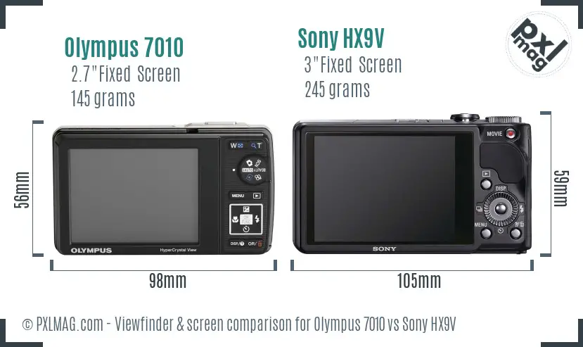 Olympus 7010 vs Sony HX9V Screen and Viewfinder comparison