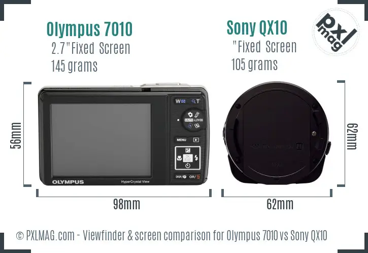 Olympus 7010 vs Sony QX10 Screen and Viewfinder comparison