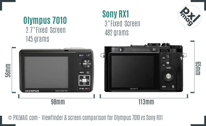 Olympus 7010 vs Sony RX1 Screen and Viewfinder comparison