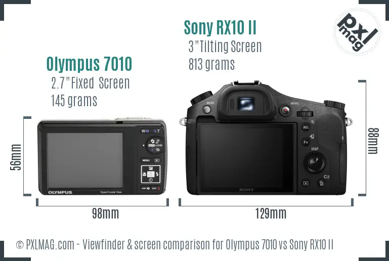 Olympus 7010 vs Sony RX10 II Screen and Viewfinder comparison