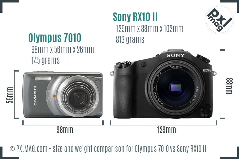 Olympus 7010 vs Sony RX10 II size comparison