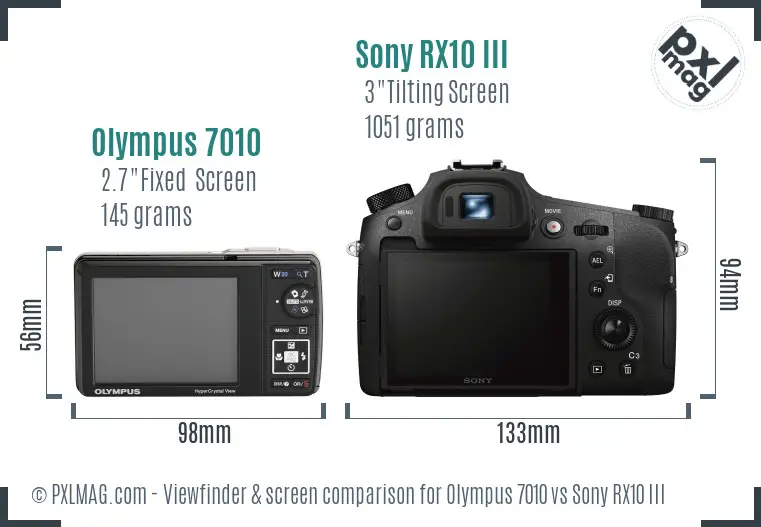 Olympus 7010 vs Sony RX10 III Screen and Viewfinder comparison