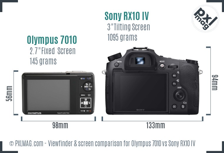 Olympus 7010 vs Sony RX10 IV Screen and Viewfinder comparison