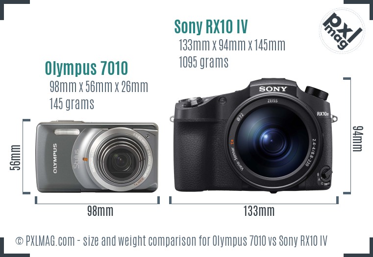 Olympus 7010 vs Sony RX10 IV size comparison