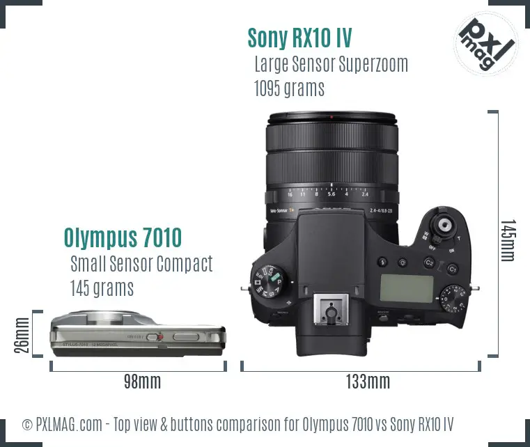 Olympus 7010 vs Sony RX10 IV top view buttons comparison