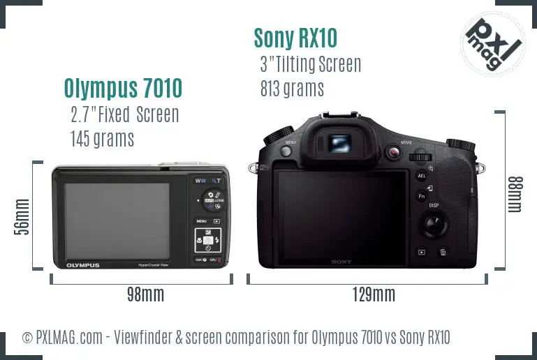 Olympus 7010 vs Sony RX10 Screen and Viewfinder comparison