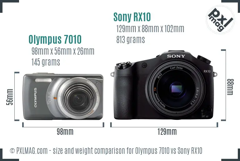 Olympus 7010 vs Sony RX10 size comparison