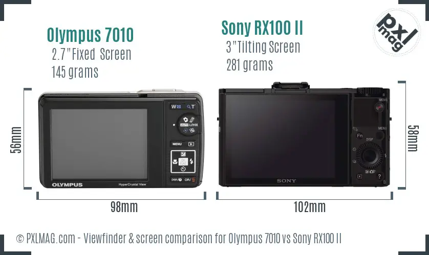 Olympus 7010 vs Sony RX100 II Screen and Viewfinder comparison