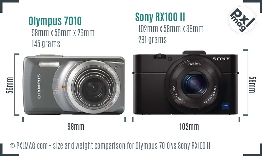 Olympus 7010 vs Sony RX100 II size comparison