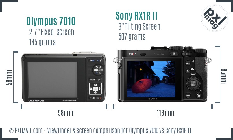 Olympus 7010 vs Sony RX1R II Screen and Viewfinder comparison
