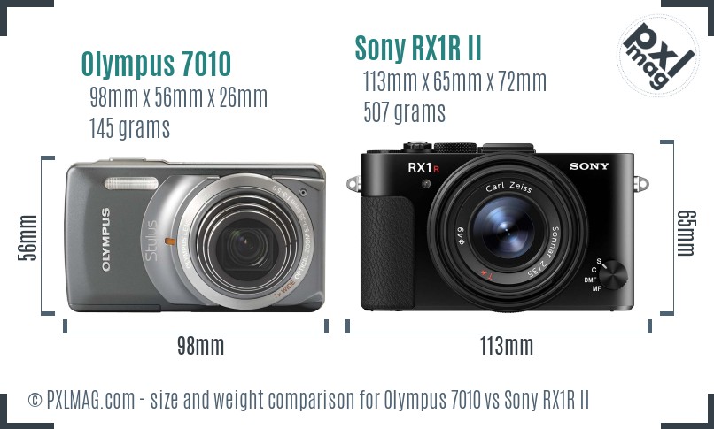 Olympus 7010 vs Sony RX1R II size comparison