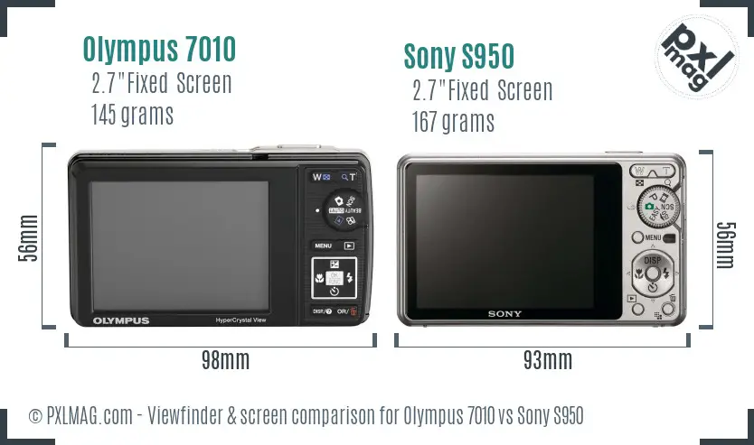 Olympus 7010 vs Sony S950 Screen and Viewfinder comparison