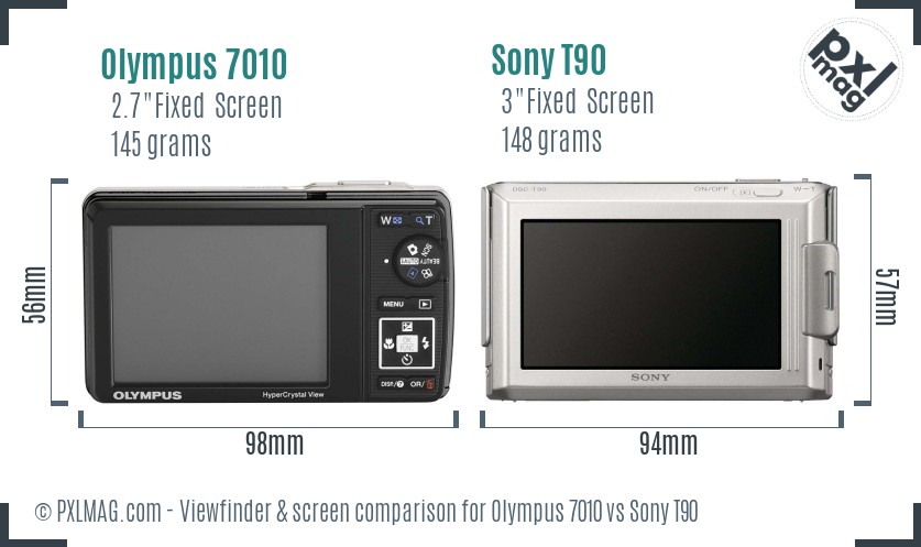 Olympus 7010 vs Sony T90 Screen and Viewfinder comparison