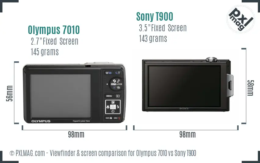 Olympus 7010 vs Sony T900 Screen and Viewfinder comparison