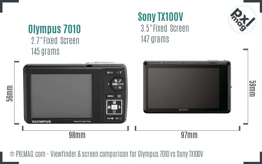 Olympus 7010 vs Sony TX100V Screen and Viewfinder comparison