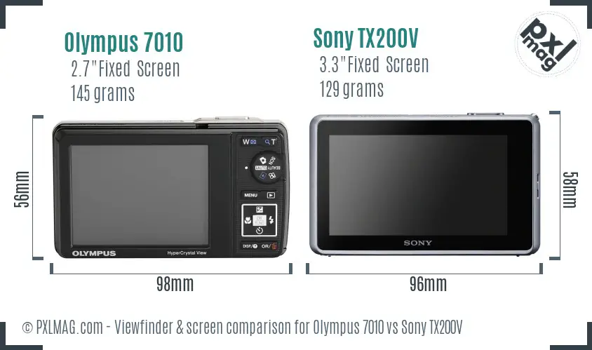 Olympus 7010 vs Sony TX200V Screen and Viewfinder comparison Olympus 7010 vs Sony TX200V Screen and Viewfinder comparison