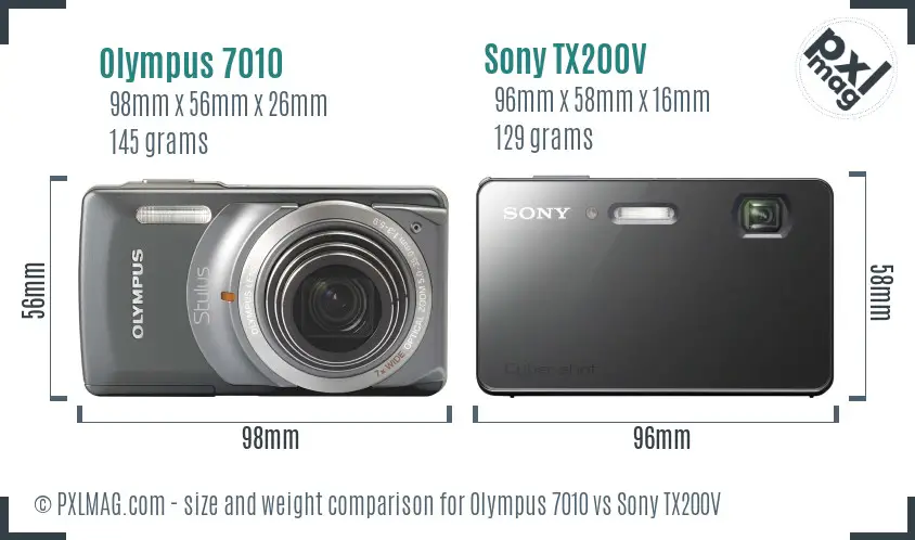 Olympus 7010 vs Sony TX200V size comparison Olympus 7010 vs Sony TX200V size comparison