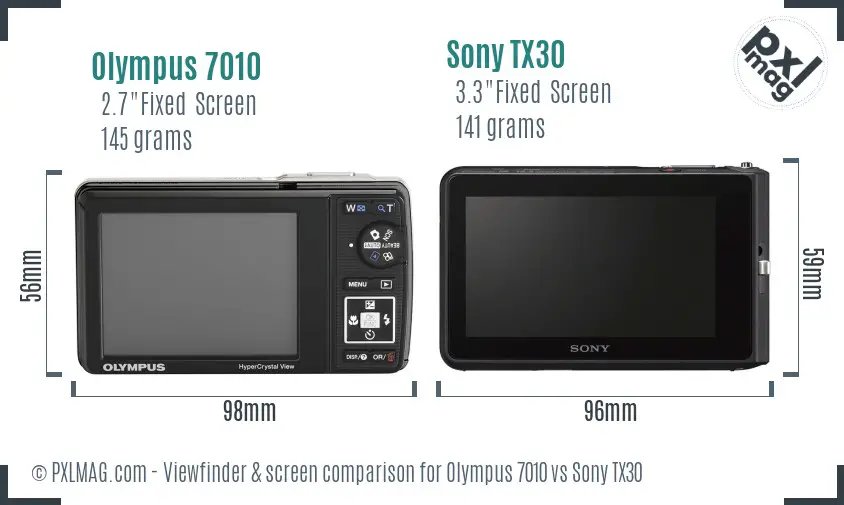 Olympus 7010 vs Sony TX30 Screen and Viewfinder comparison