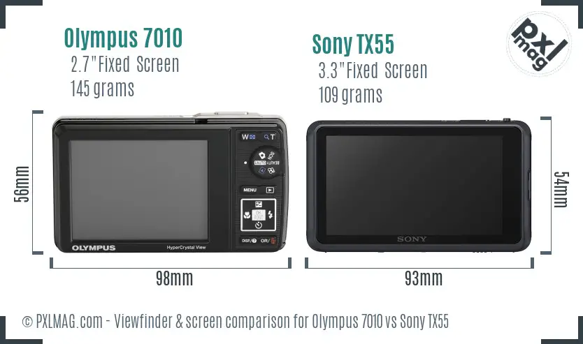 Olympus 7010 vs Sony TX55 Screen and Viewfinder comparison