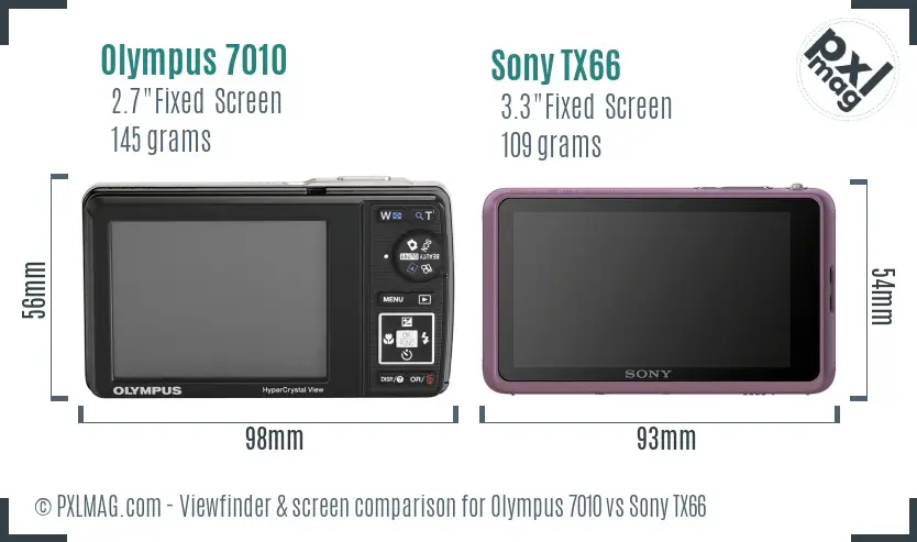 Olympus 7010 vs Sony TX66 Screen and Viewfinder comparison