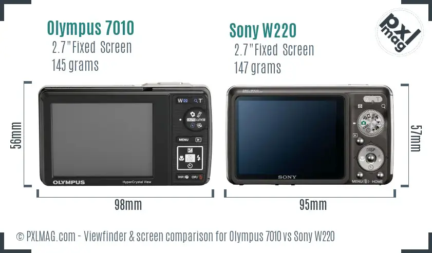 Olympus 7010 vs Sony W220 Screen and Viewfinder comparison