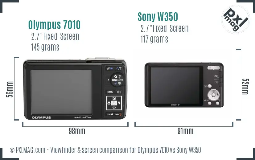 Olympus 7010 vs Sony W350 Screen and Viewfinder comparison Olympus 7010 vs Sony W350 Screen and Viewfinder comparison