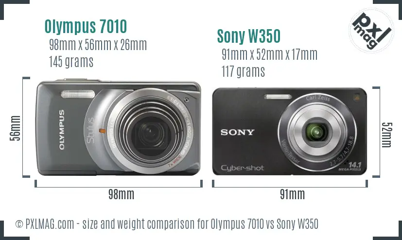Olympus 7010 vs Sony W350 size comparison Olympus 7010 vs Sony W350 size comparison