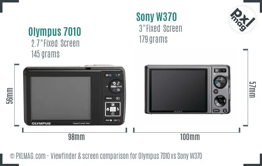 Olympus 7010 vs Sony W370 Screen and Viewfinder comparison