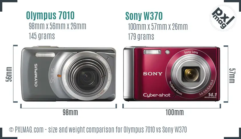 Olympus 7010 vs Sony W370 size comparison Olympus 7010 vs Sony W370 size comparison