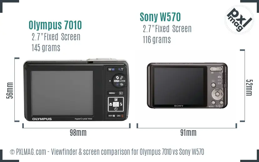 Olympus 7010 vs Sony W570 Screen and Viewfinder comparison