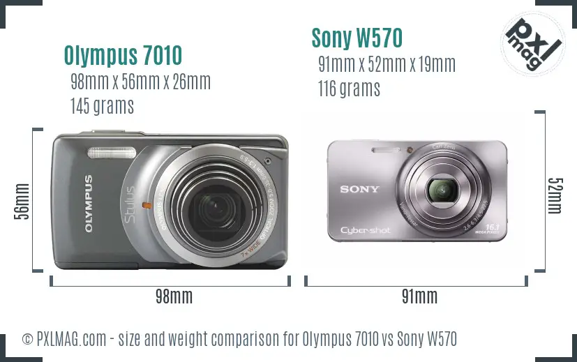 Olympus 7010 vs Sony W570 size comparison