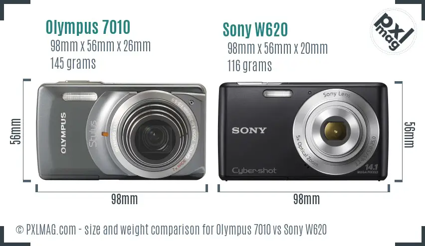 Olympus 7010 vs Sony W620 size comparison
