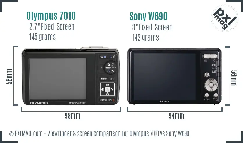 Olympus 7010 vs Sony W690 Screen and Viewfinder comparison