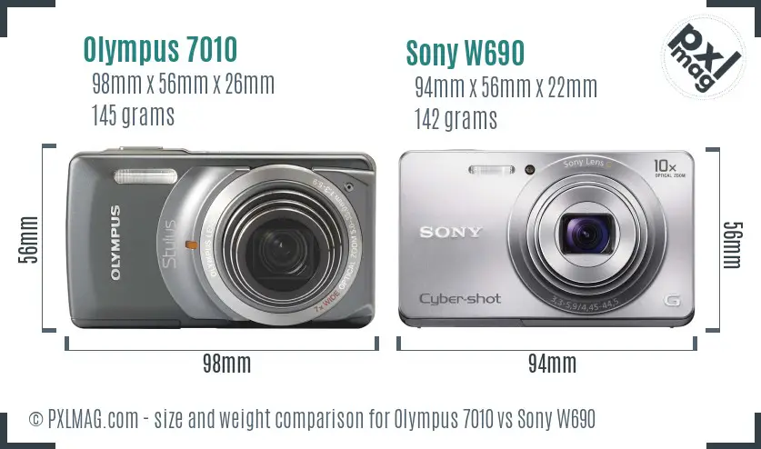 Olympus 7010 vs Sony W690 size comparison